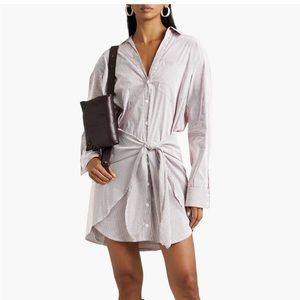 Veronica Beard Roanoke Striped Cotton Blend Poplin Mini Shirtdress